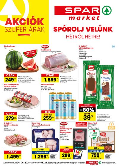 Hiper-Szupermarketek kínálatok, Cegléd | SPAR market a Spar | 2024. 06. 20. - 2024. 06. 26.