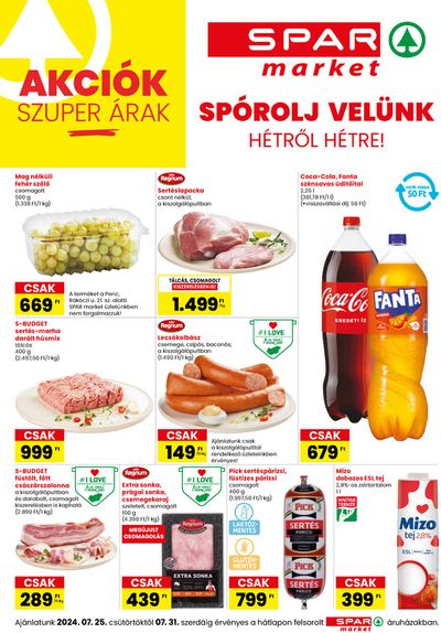 Hiper-Szupermarketek kínálatok, Pécs | Nagyszerű ajánlat minden ügyfélnek a Spar | 2024. 07. 25. - 2024. 07. 31.