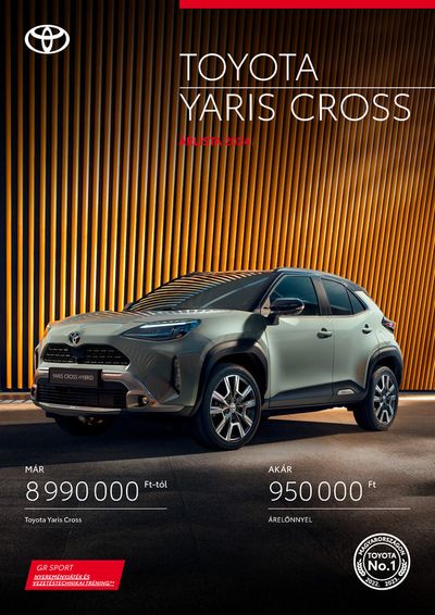 Autók, motorkerékpárok és alkatrészek kínálatok, Érd | Toyota Új YARIS CROSS a Toyota | 2024. 07. 24. - 2025. 07. 24.