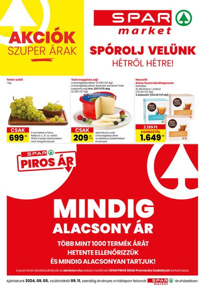 Spar katalógus, Hódmezővásárhely | Nagyszerű ajánlat minden ügyfélnek | 2024. 09. 05. - 2024. 09. 11.