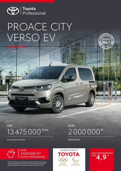 Autók, motorkerékpárok és alkatrészek kínálatok, Monor | Toyota Proace City Verso EV a Toyota | 2024. 08. 31. - 2025. 08. 31.