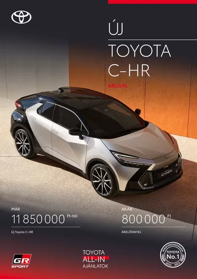 Autók, motorkerékpárok és alkatrészek kínálatok, Pécs | Új Toyota C-HR Hybrid a Toyota | 2024. 10. 03. - 2025. 10. 03.