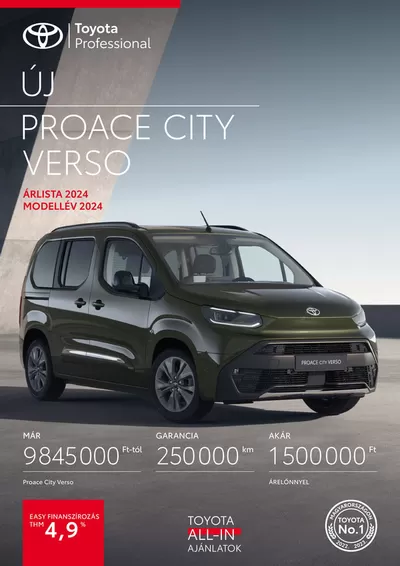 Autók, motorkerékpárok és alkatrészek kínálatok, Győr | Toyota Proace City Verso ICE a Toyota | 2024. 10. 04. - 2025. 10. 04.