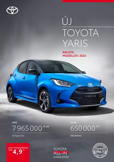 Autók, motorkerékpárok és alkatrészek kínálatok, Dunakeszi | Toyota Új YARIS Hybrid a Toyota | 2024. 11. 23. - 2025. 11. 23.