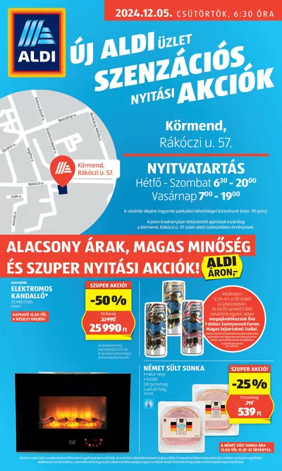 Aldi katalógus, Budaörs | Aldi Üzletnyitás: Körmend, | 2024. 12. 01. - 2024. 12. 05.