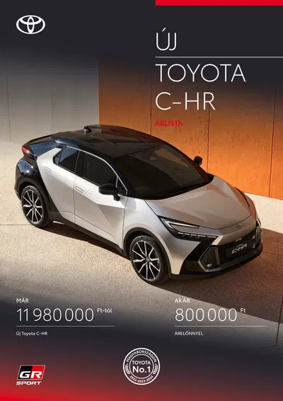 Autók, motorkerékpárok és alkatrészek kínálatok, Szombathely | Új Toyota C-HR Hybrid a Toyota | 2025. 01. 25. - 2026. 01. 25.