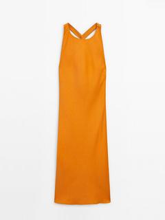 Linen blend midi dress with twisted back detail kínálat, 39995 Ft a Massimo Dutti -ben