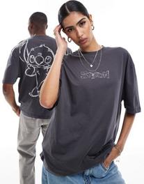 ASOS DESIGN Disney oversized unisex tee in charcoal grey with Stitch outline prints kínálat, 20 Ft a ASOS -ben