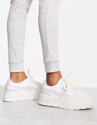 Puma Mayze stack textured neutral trainers in white and grey kínálat, 70 Ft a ASOS -ben