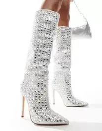 Azalea Wang Cormac embellished knee boots in silver kínálat, 217,99 Ft a ASOS -ben