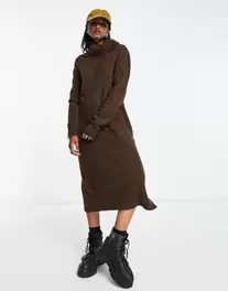 ONLY roll neck midi jumper dress in chocolate brown kínálat, 34 Ft a ASOS -ben