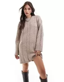 ASOS DESIGN crew neck cable mini dress taupe kínálat, 34 Ft a ASOS -ben