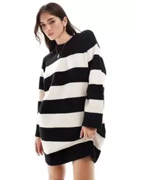 ASOS DESIGN crew neck mini dress with wide cuff in mono stripe kínálat, 31,5 Ft a ASOS -ben