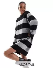 ASOS DESIGN Tall crew neck mini dress with wide cuff in stripe kínálat, 30 Ft a ASOS -ben