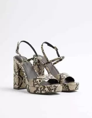 River Island Snake print sling back platform sandals in grey - light kínálat, 38 Ft a ASOS -ben