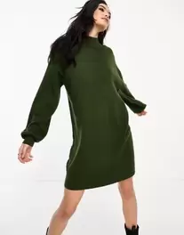 Vero Moda knitted funnel neck mini dress in khaki kínálat, 38 Ft a ASOS -ben