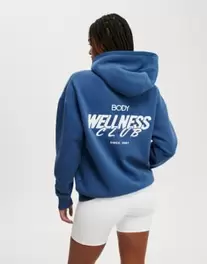 Cotton:On Plush premium graphic hoodie in blue kínálat, 35 Ft a ASOS -ben