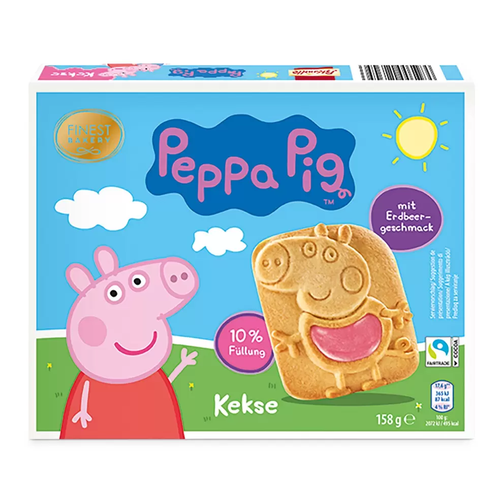 FINEST BAKERY Tönkölybúzás csokoládés keksz, Peppa malac, 158 g kínálat, 999 Ft a Aldi -ben