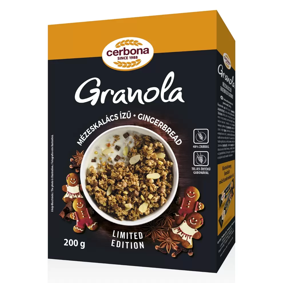 CERBONA Mézeskalácsízű granola, 200 g kínálat, 649 Ft a Aldi -ben